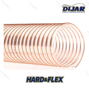 Manguera Aspiración PU Hard&Flex, con espiral de cobre para transporte de polvos y virutas.