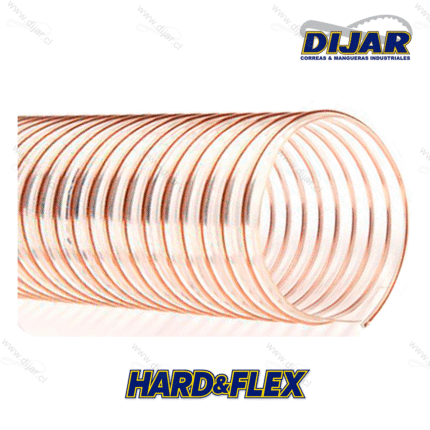 Manguera Aspiración PU Hard&Flex, con espiral de cobre para transporte de polvos y virutas.
